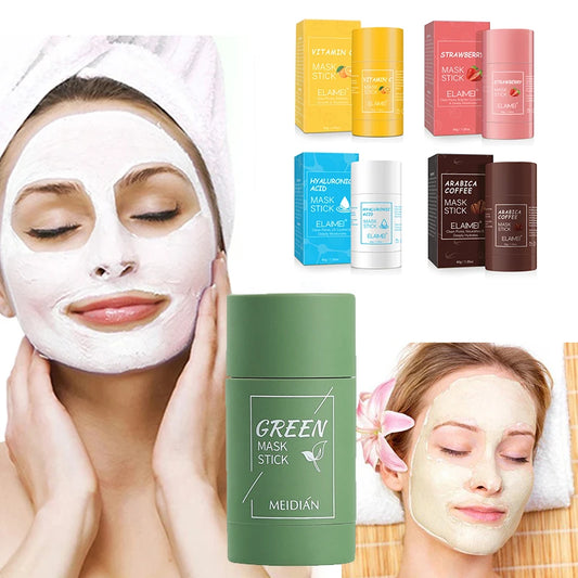 Cleansing Mask Stick Green Tea Mask Purifying Clay Mask Oil Control Anti-Acne Pore Eggplant Whitening Skin Care Face Mask